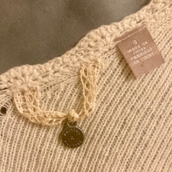 Anthropologie Knitted & Knotted Cream Sweater Sleeveless Boho Size S - Picture 9 of 11